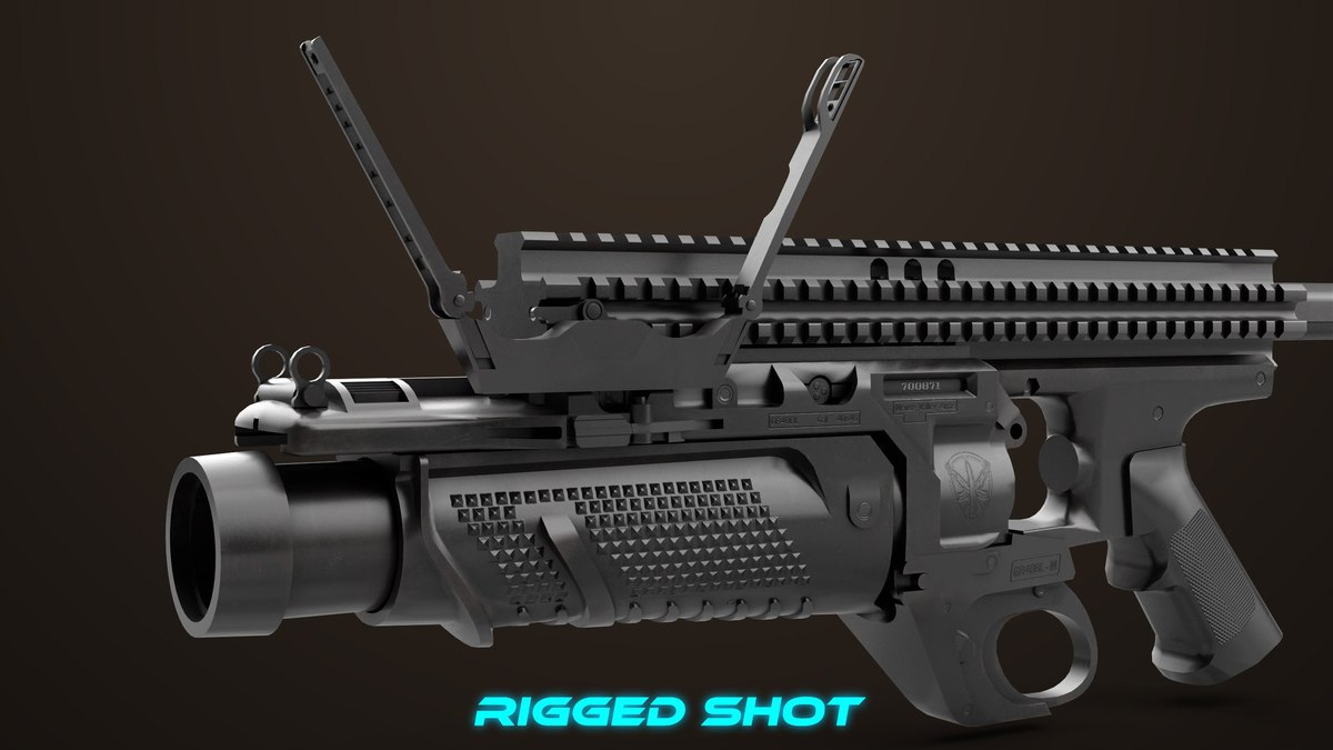 6 Grenade Launcher Black URP HDRP Textures