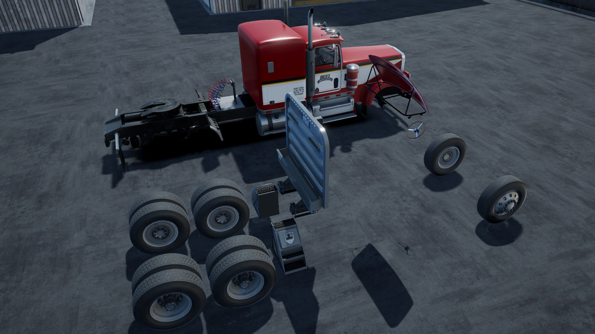 Semitruck with dump trailer