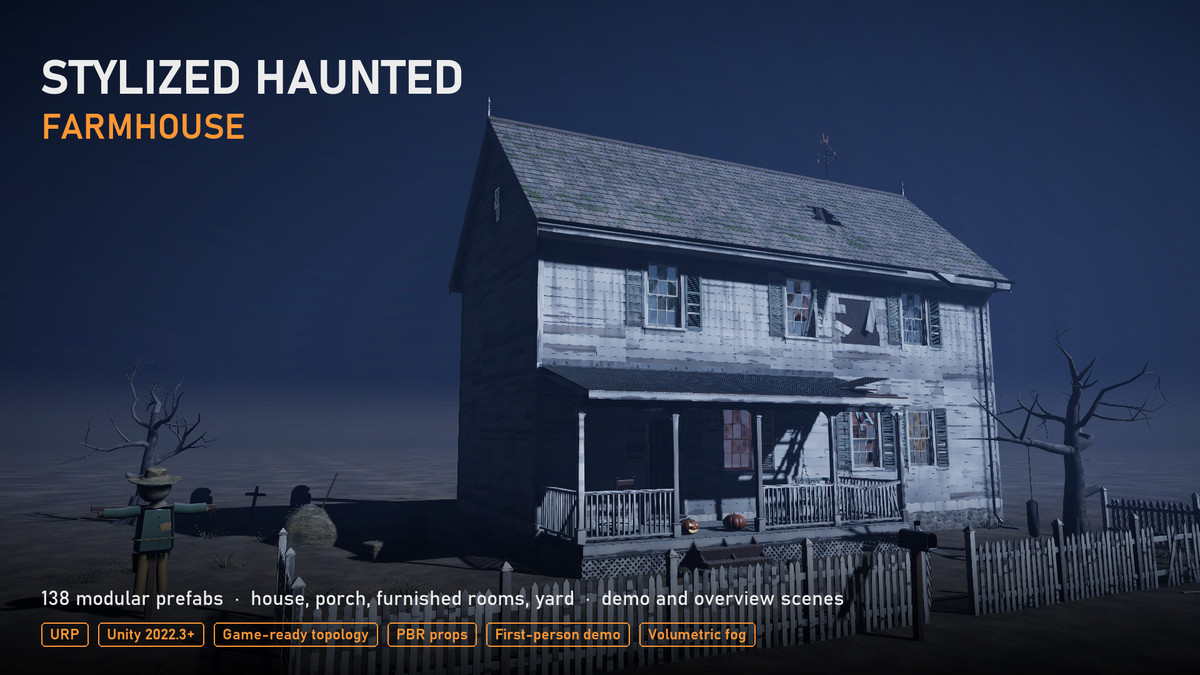 Stylized Haunted Farmhouse - Modular Horror House (URP)