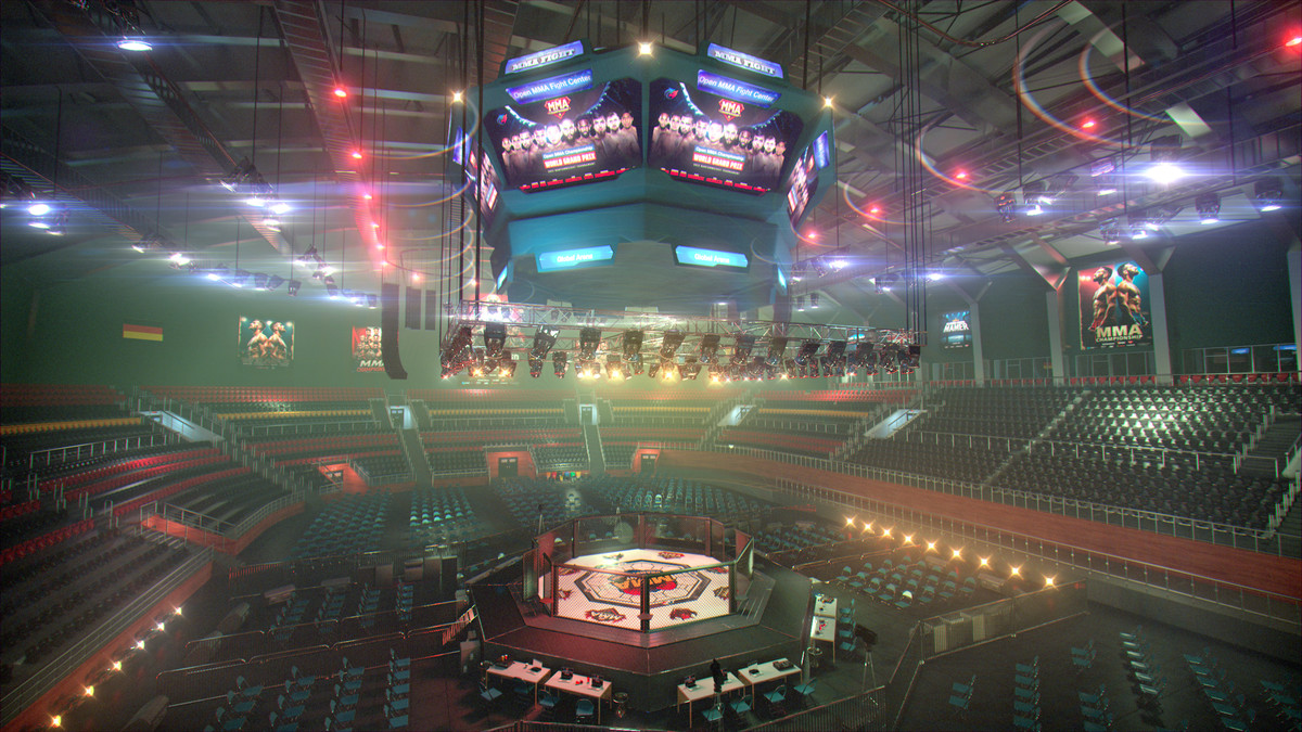 MMA Arena Stadium Interior - Octagon Fight Championship Nodular 3D Level