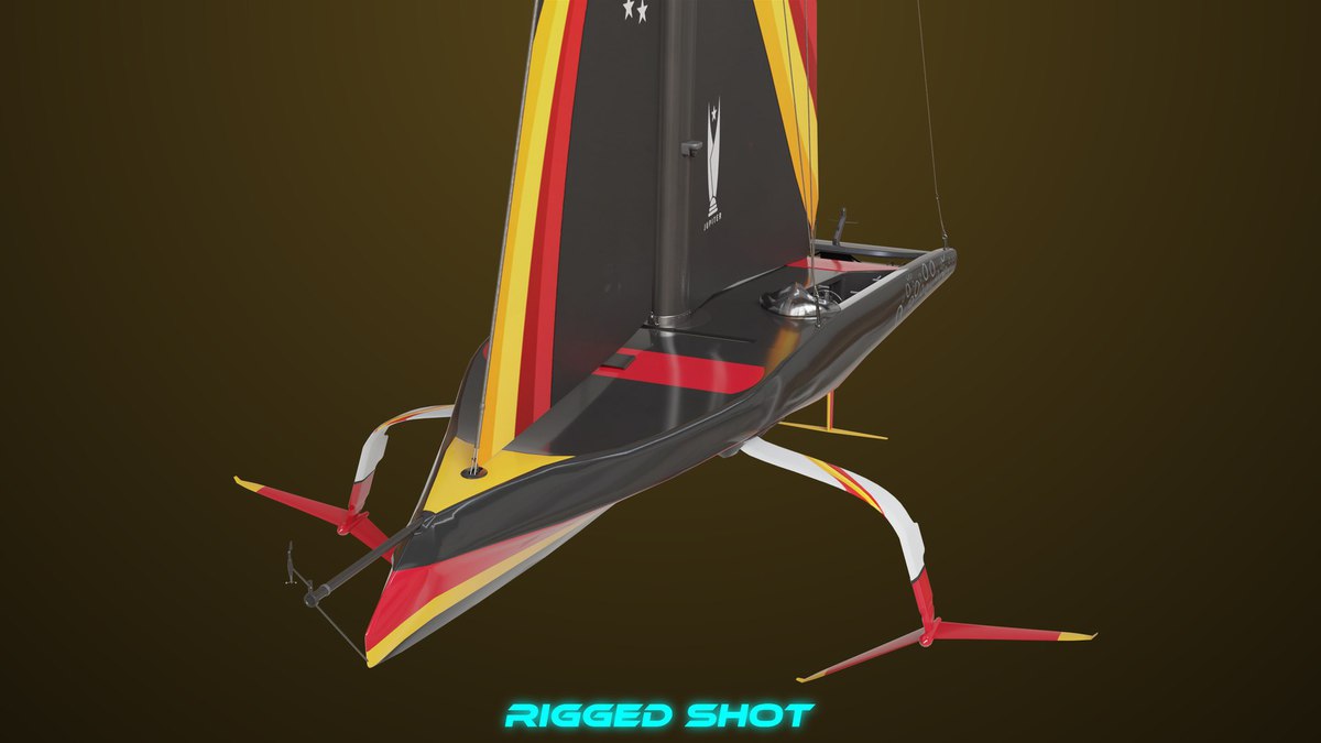 Yacht Hydrofoil Sailing Boat 01 Black URP HDRP Textures