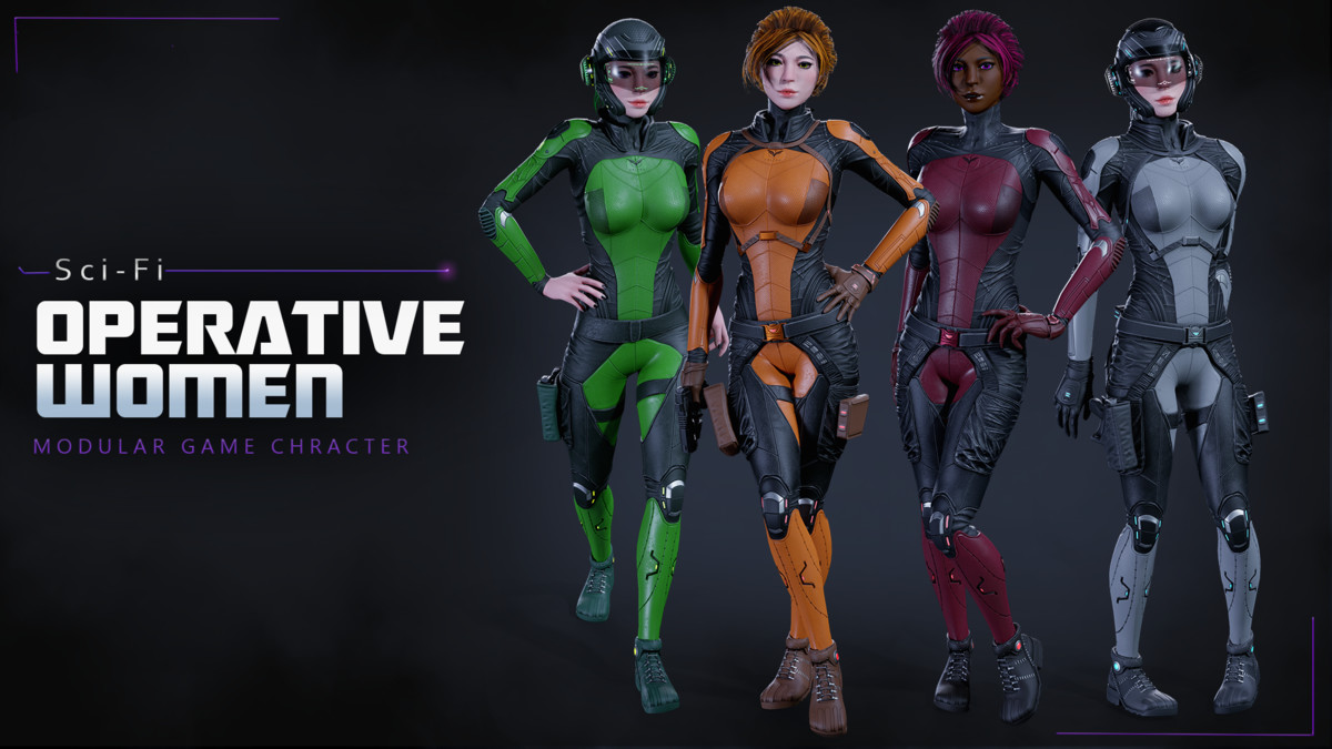 Sci-Fi Operative Woman – Modular Game Character