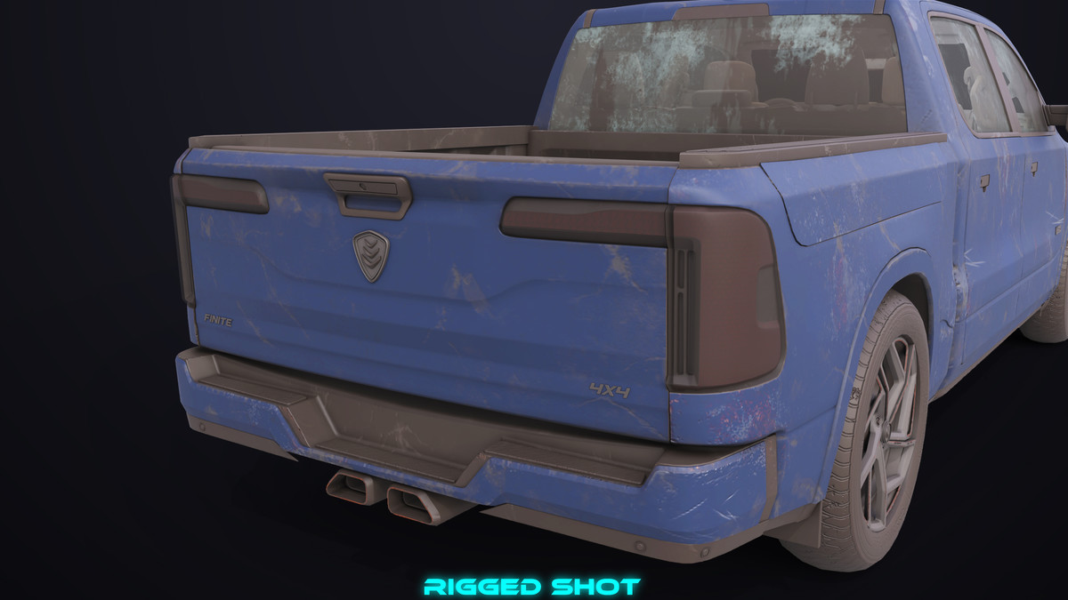 Pickup Truck 03 Blue Dusty URP HDRP Textures