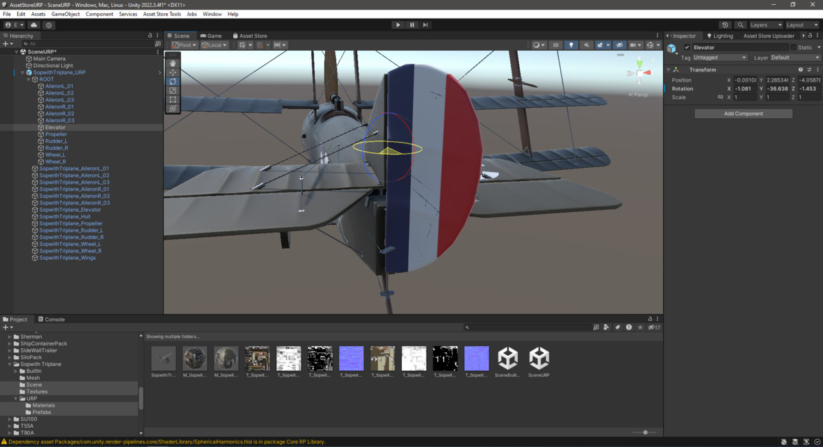 Aircraft Sopwith Triplane Rigged