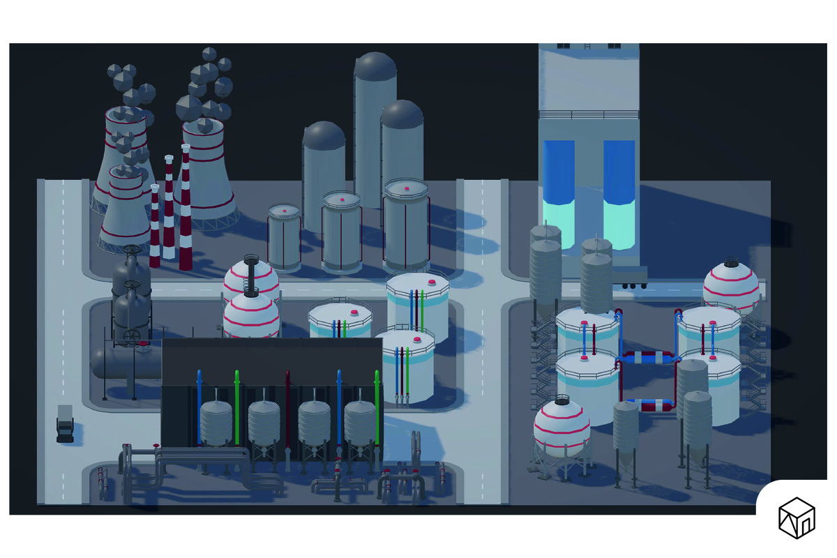 3D Low Poly Industrial Kitbash