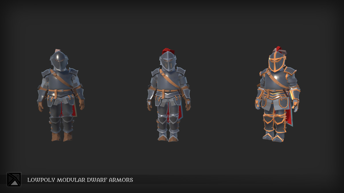 Lowpoly Dwarves Modular Armors Bundle- MEDIEVAL FANTASY SERIES