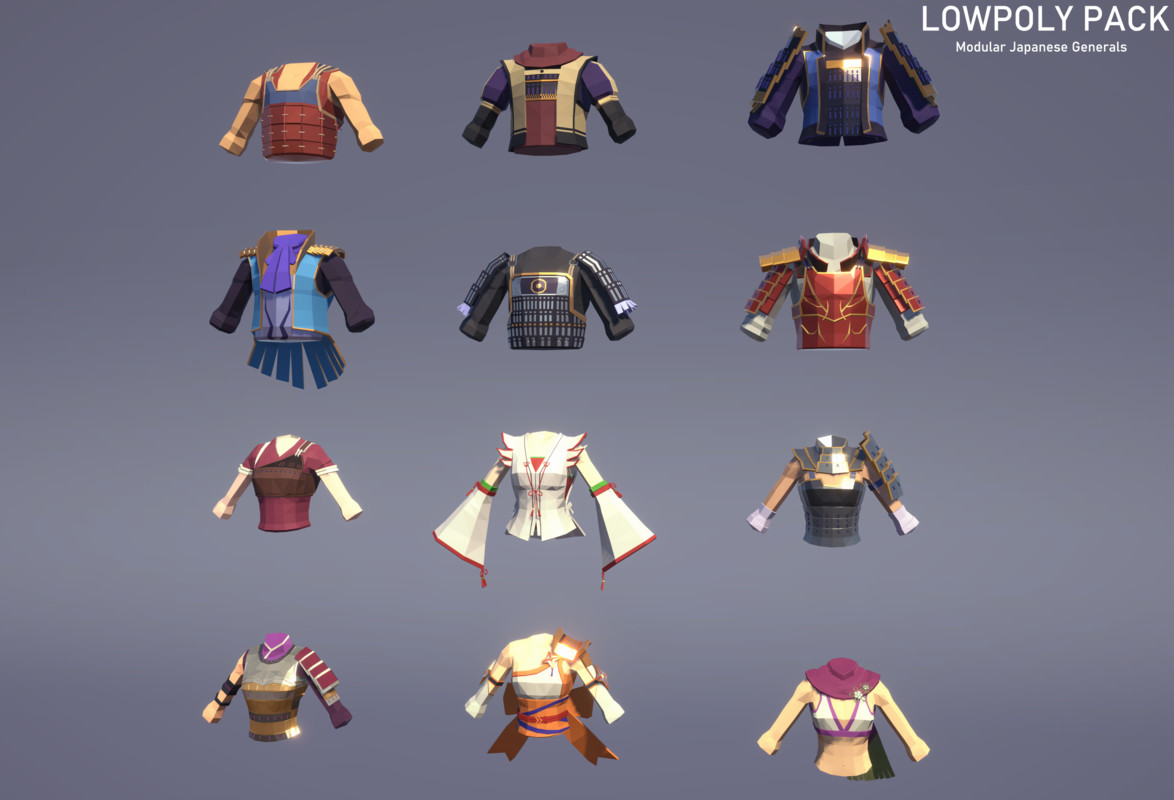 LowpolyPack_ Modular Japanese Generals