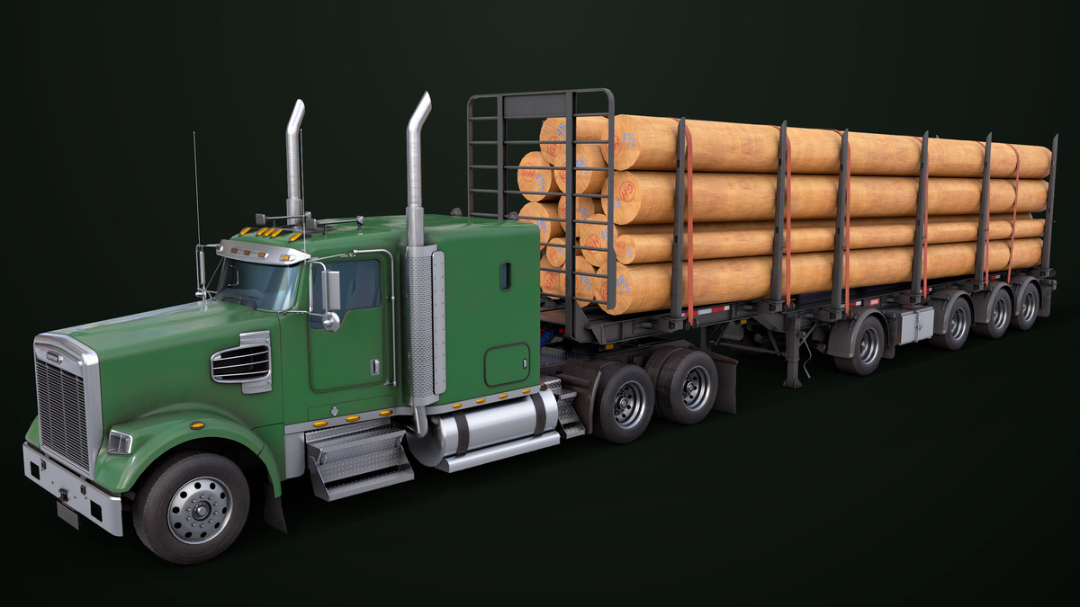 Truck 07 Log Trailer with All Loads Collection