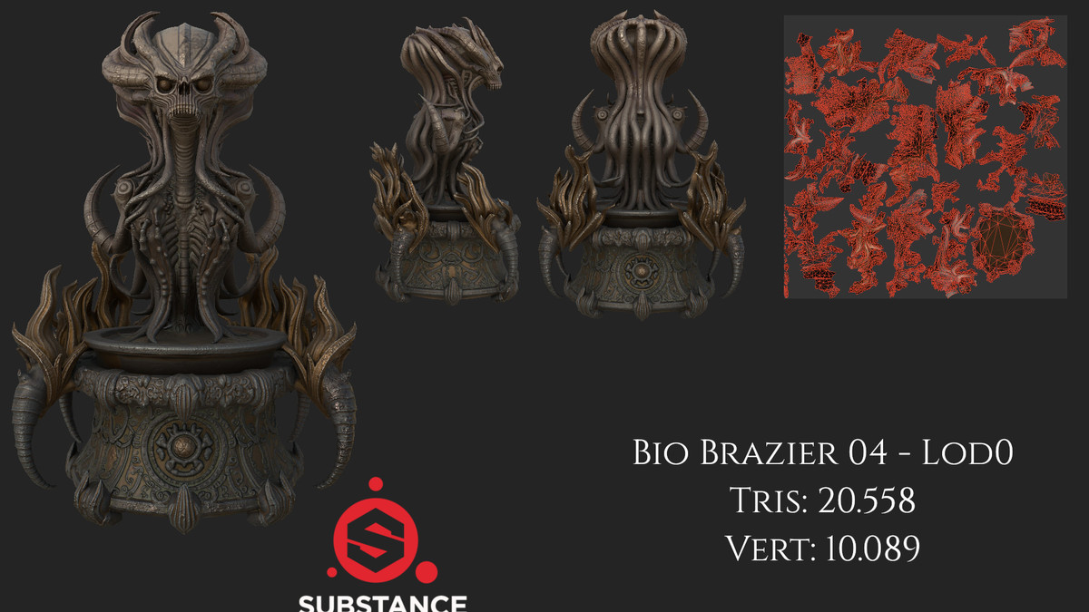 4 Biomechanical Braziers / Bowls