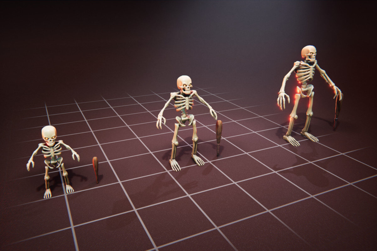 Basic Skeleton - 3 Characters + Animations