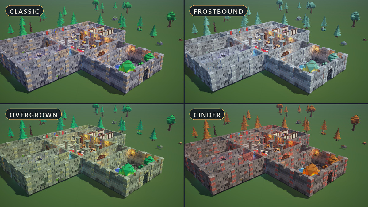 Low Poly Dungeon Keep - Modular Stone Castle Kit