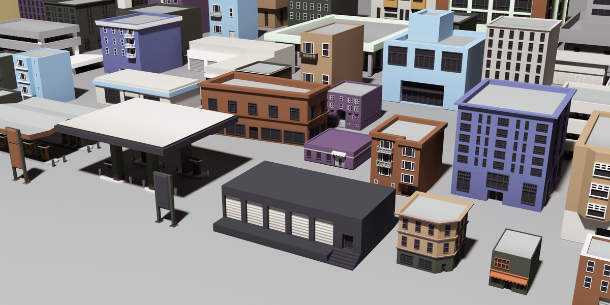 Low Poly Box Building 110+ low poly buildings pack by Mesh Master