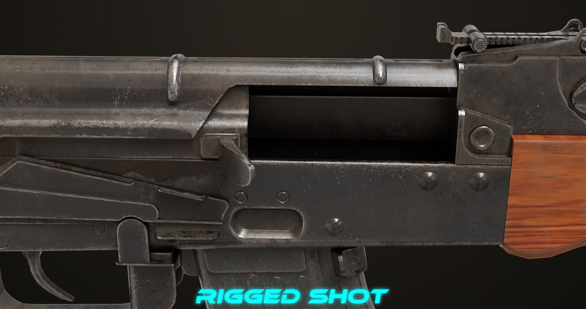 AKMS Light Machine Gun 10 Wood URP HDRP Texture