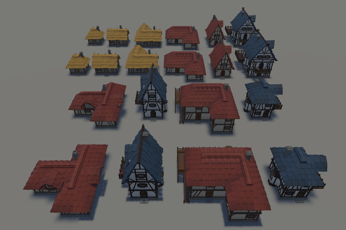 Low Poly Modular Medieval Village Constructor