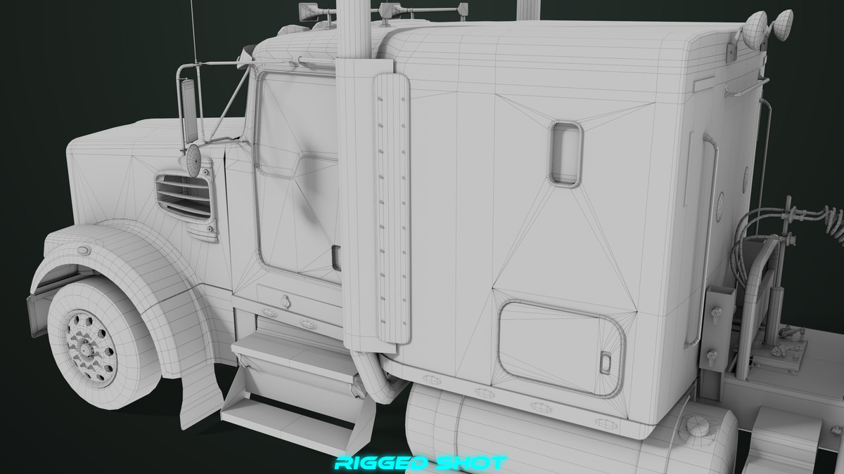 Truck 07 Log Trailer Green Version URP HDRP Textures