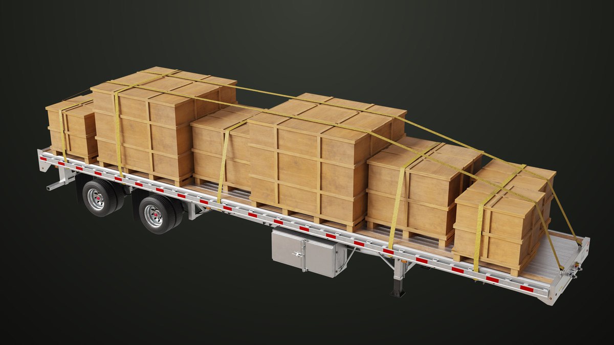 Heavy Truck 04 Flatbed Load Trailer URP HDRP Textures