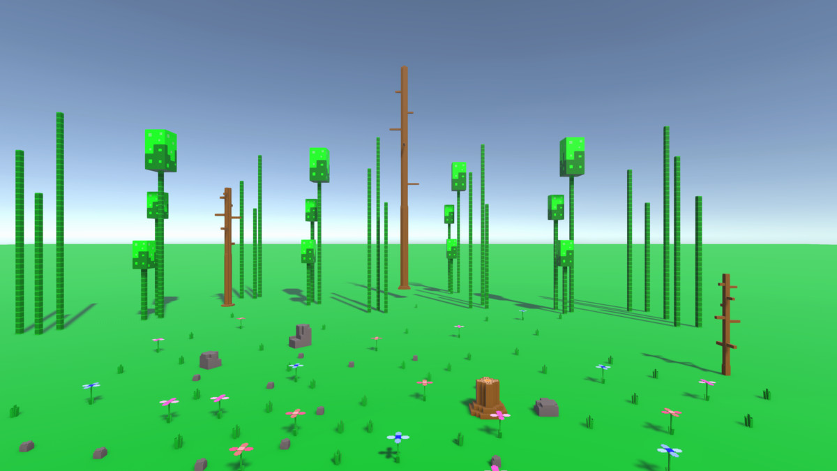 Stylized Tall Voxel Trees Pack – Vertical Fantasy Forest