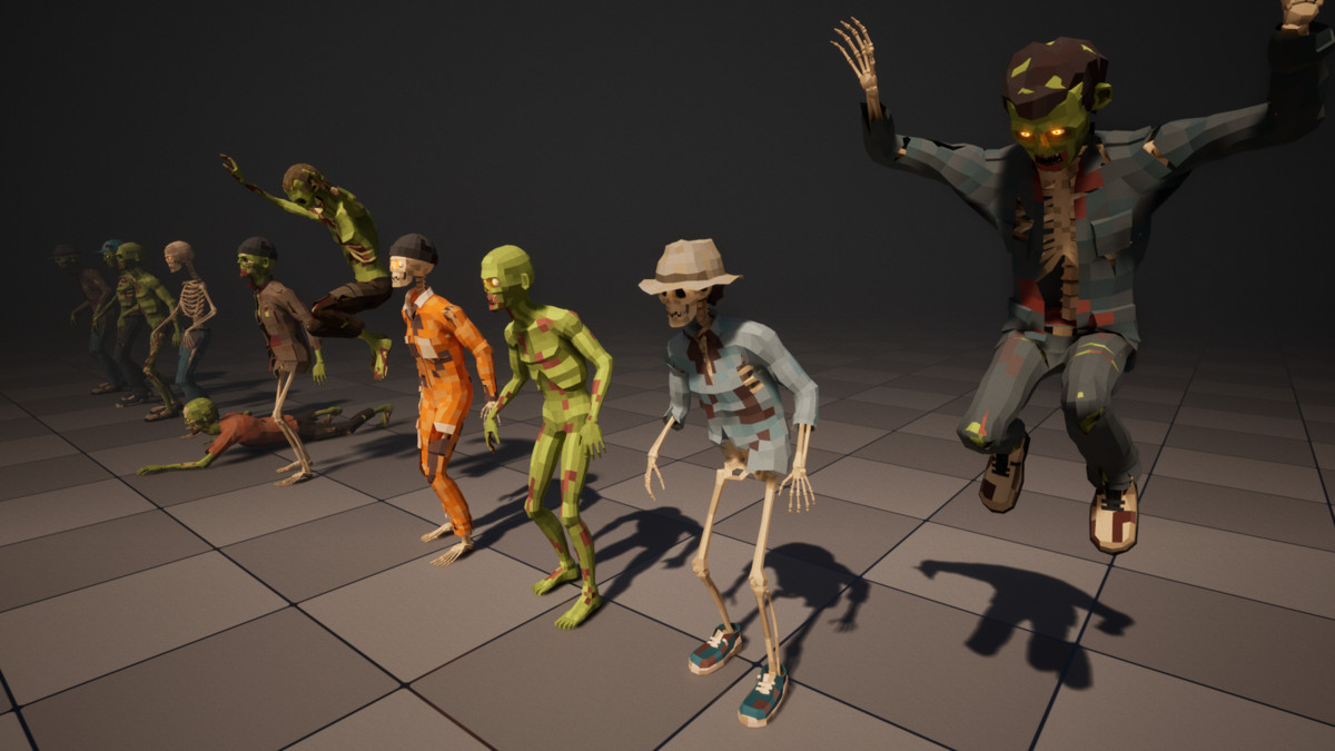Zombie Man Modular Pack Low-Poly Stylized