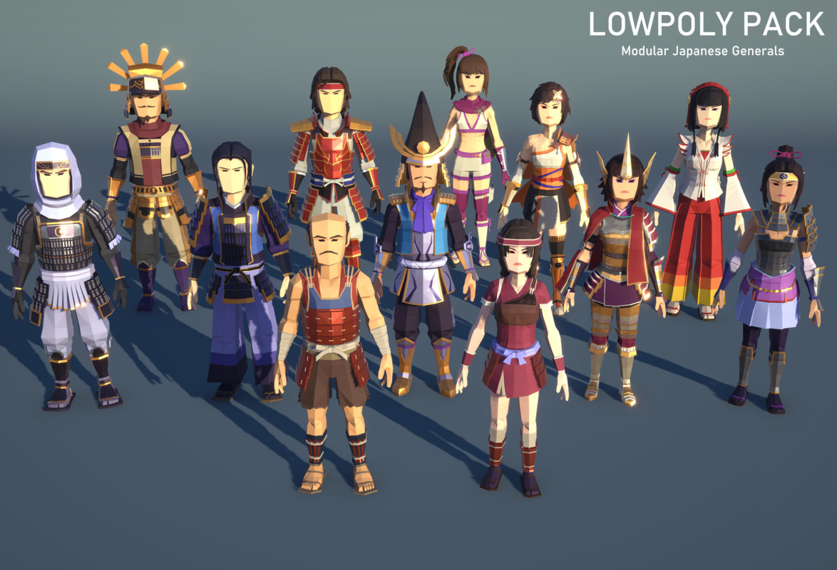LowpolyPack_ Modular Japanese Generals