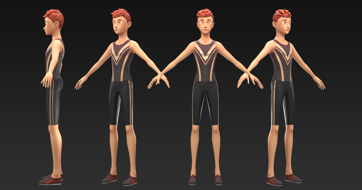 A sporty boy (tall and slender figure)