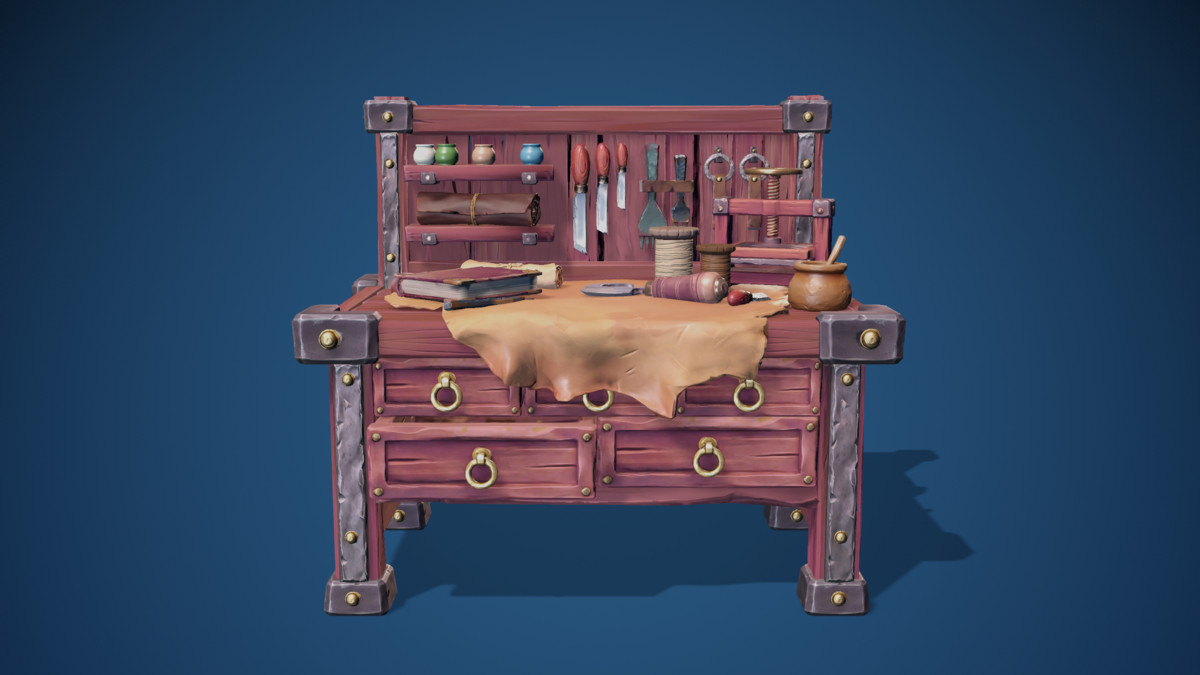 Stylized Leather Workbench #2 - 3 Tiers- AAA quality