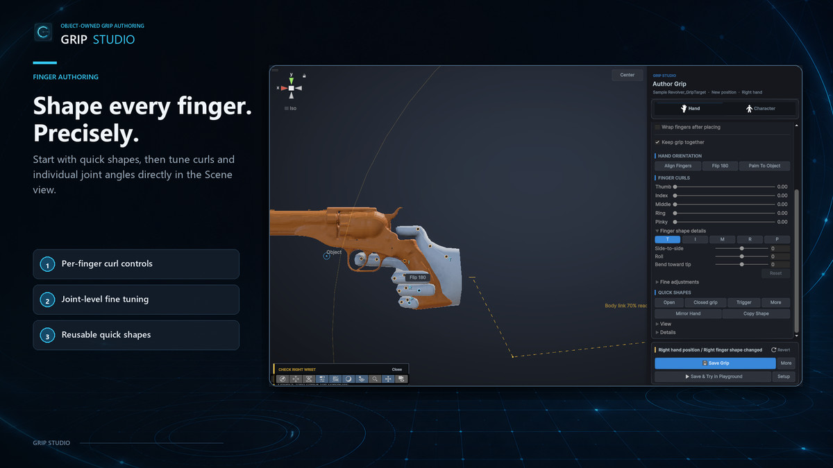 Grip Studio – Hand Pose & Weapon Grip Editor