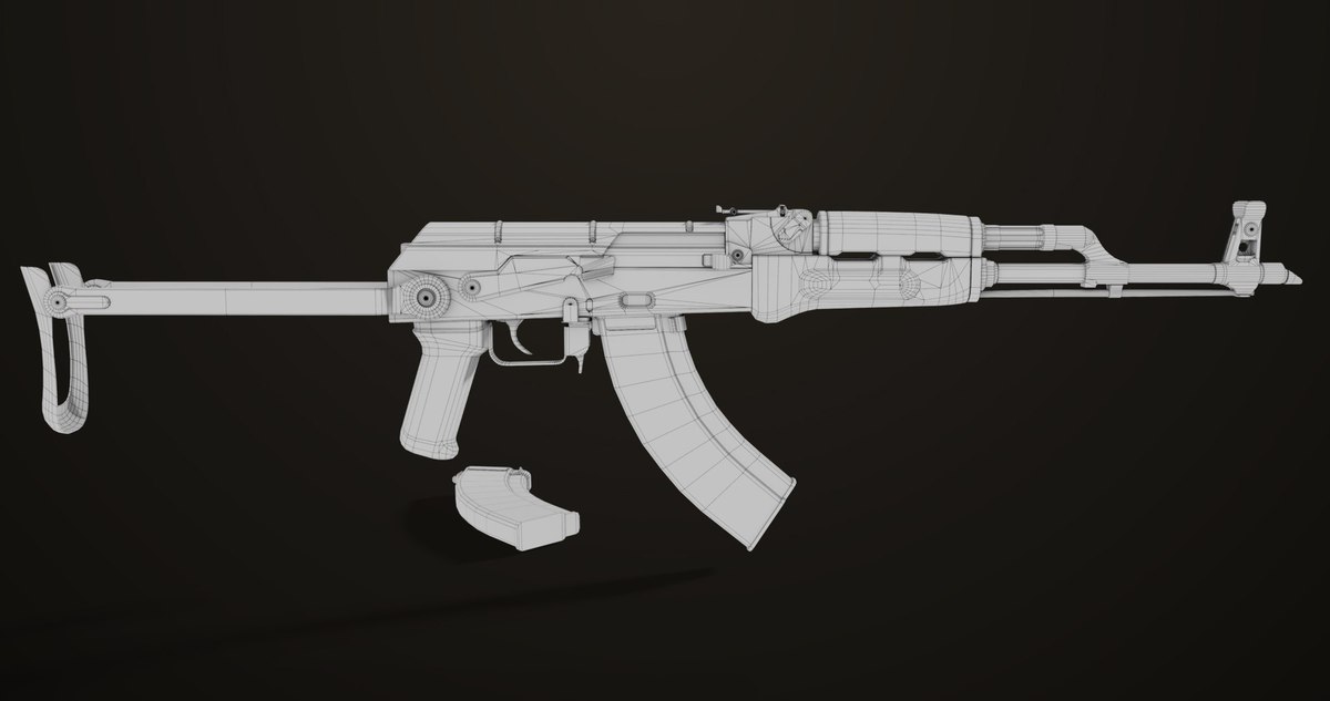 AKMS Light Machine Gun 10 Wood URP HDRP Texture