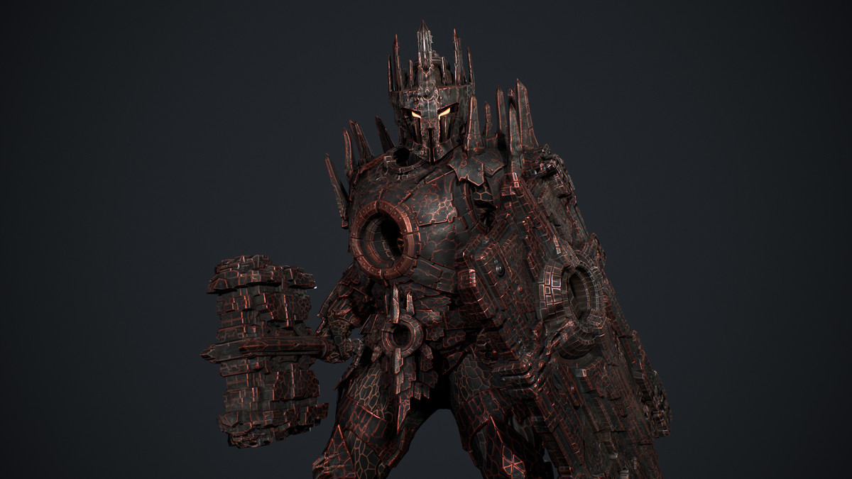 Armored Stone Golem - Dark Fantasy Boss