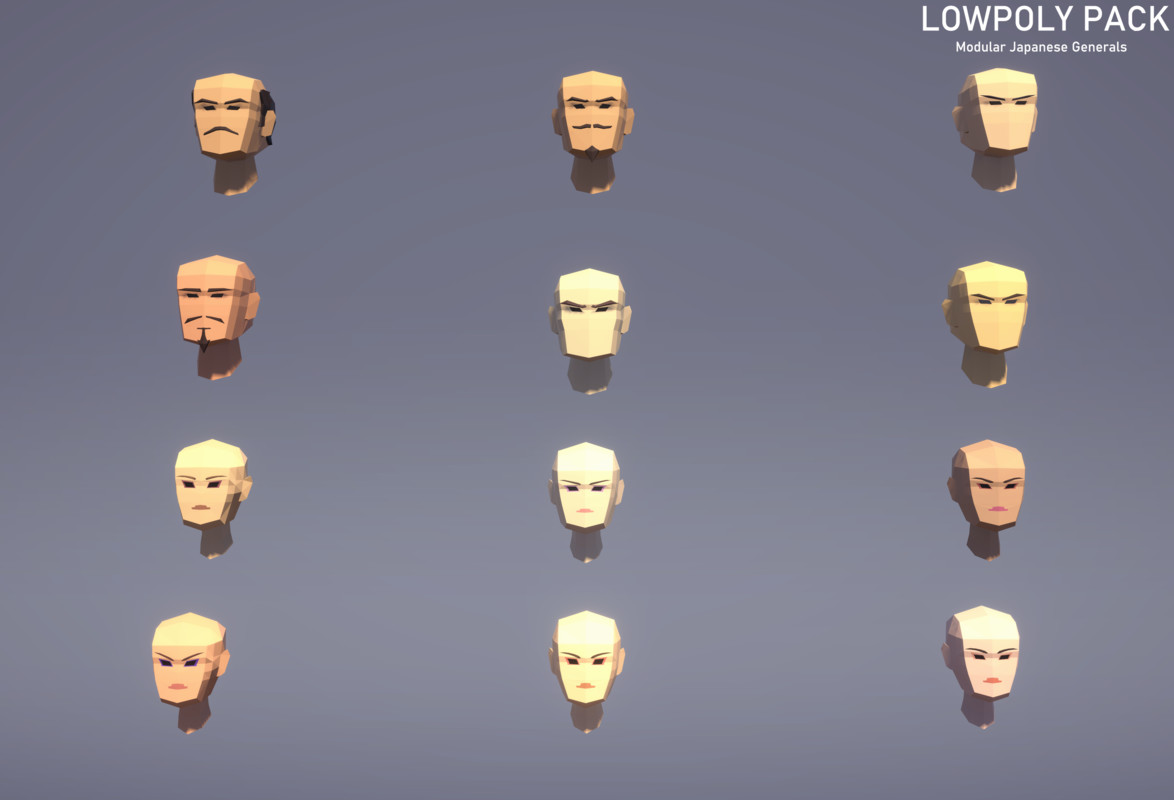 LowpolyPack_ Modular Japanese Generals