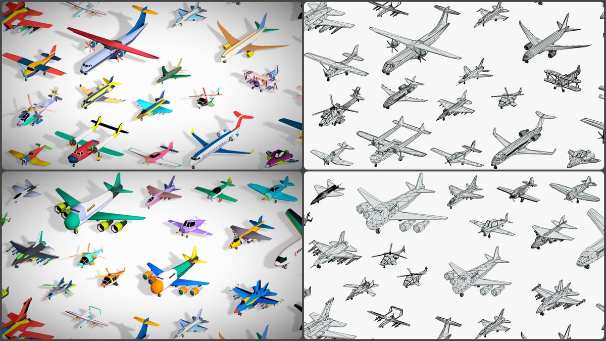 55 Air Vehicle Mega Pack - Toon Air Field - Sky Force Collection - Stylized Set