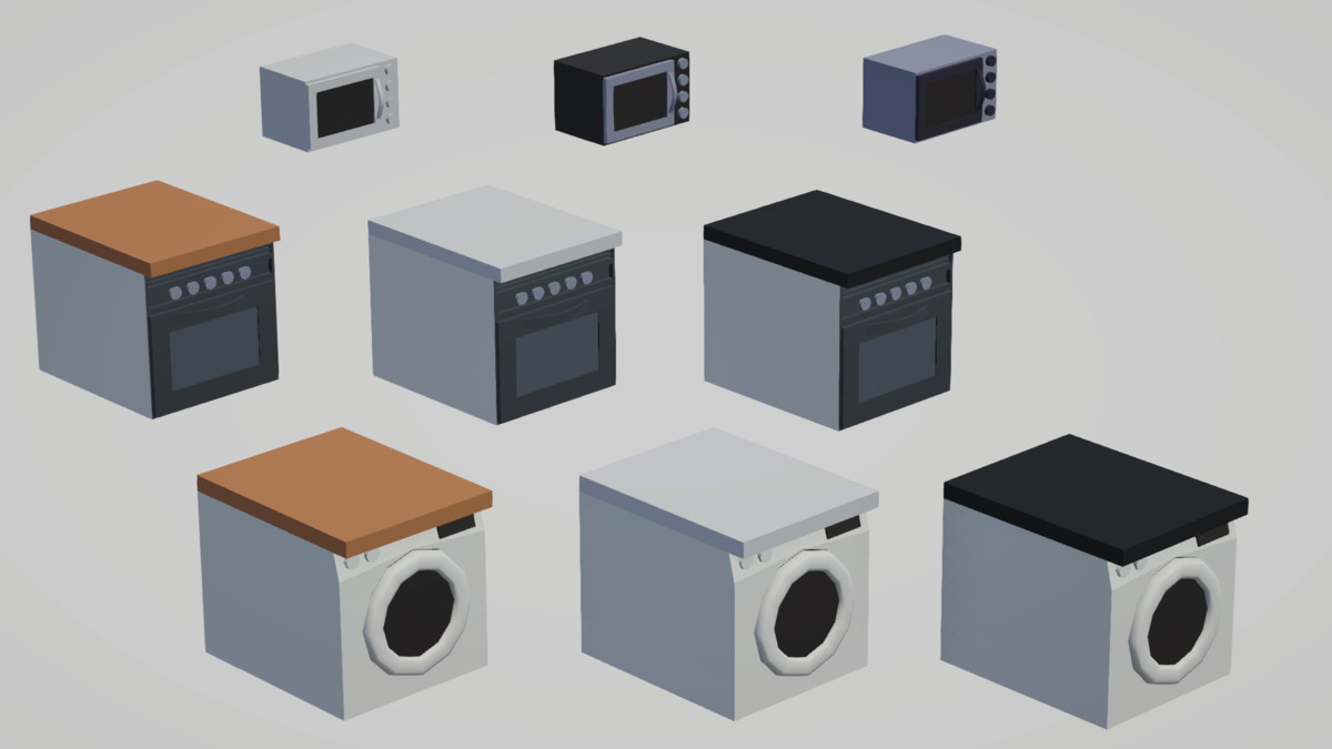 Low Poly Kitchen - Modular Assets