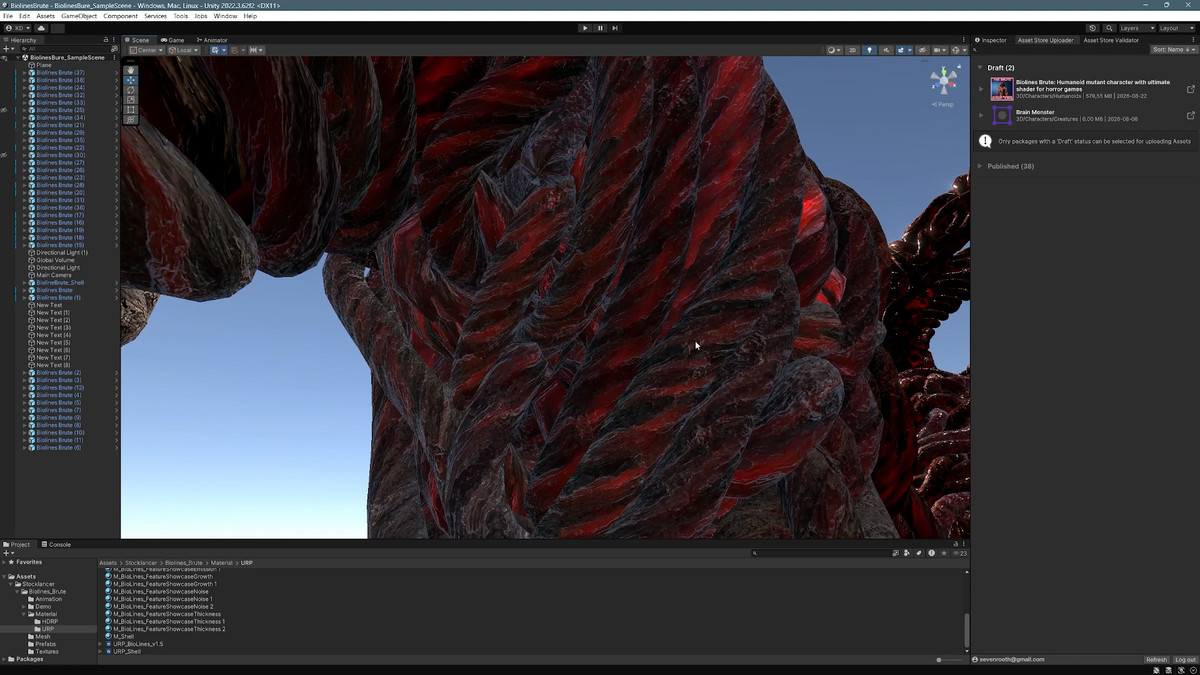 Biolines Brute: Humanoid mutant character with ultimate shader for horror games