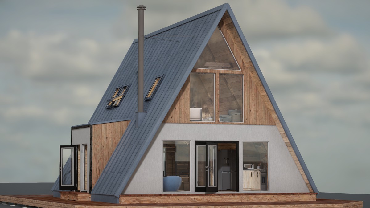 Modular A-frame House (Interior and exterior) A-frame Cabin Wooden