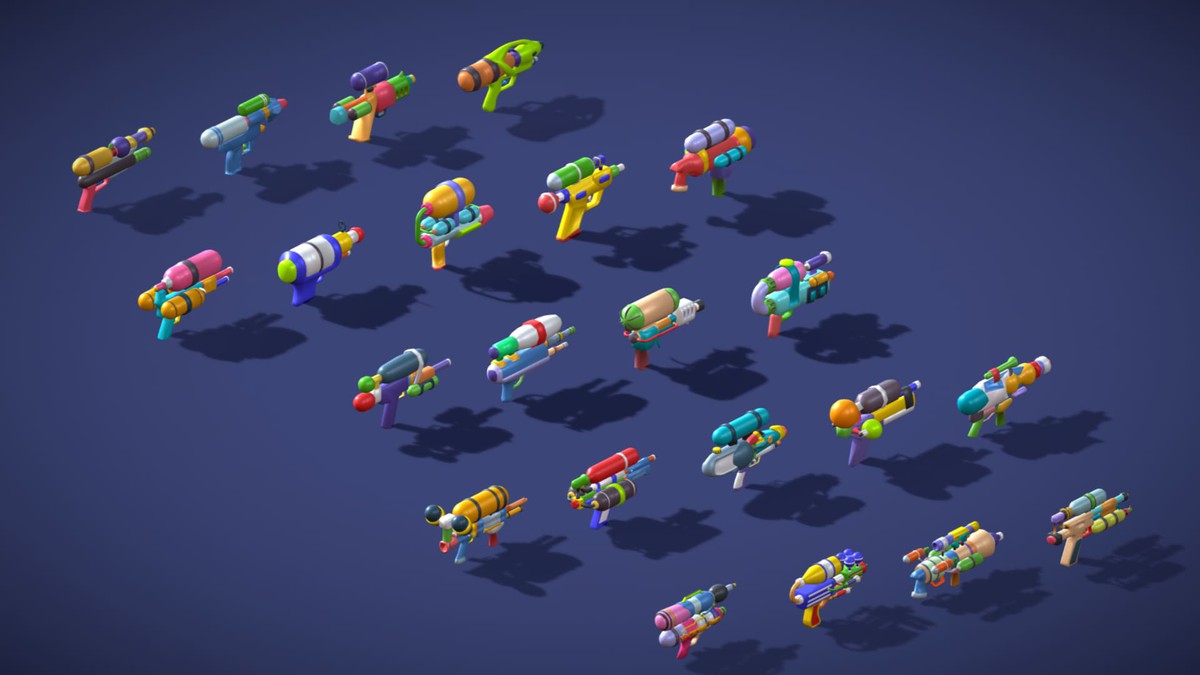 Water Gun Pack – Lowpoly Stylized Cartoon Hyper Casual Toy - Kids Collection