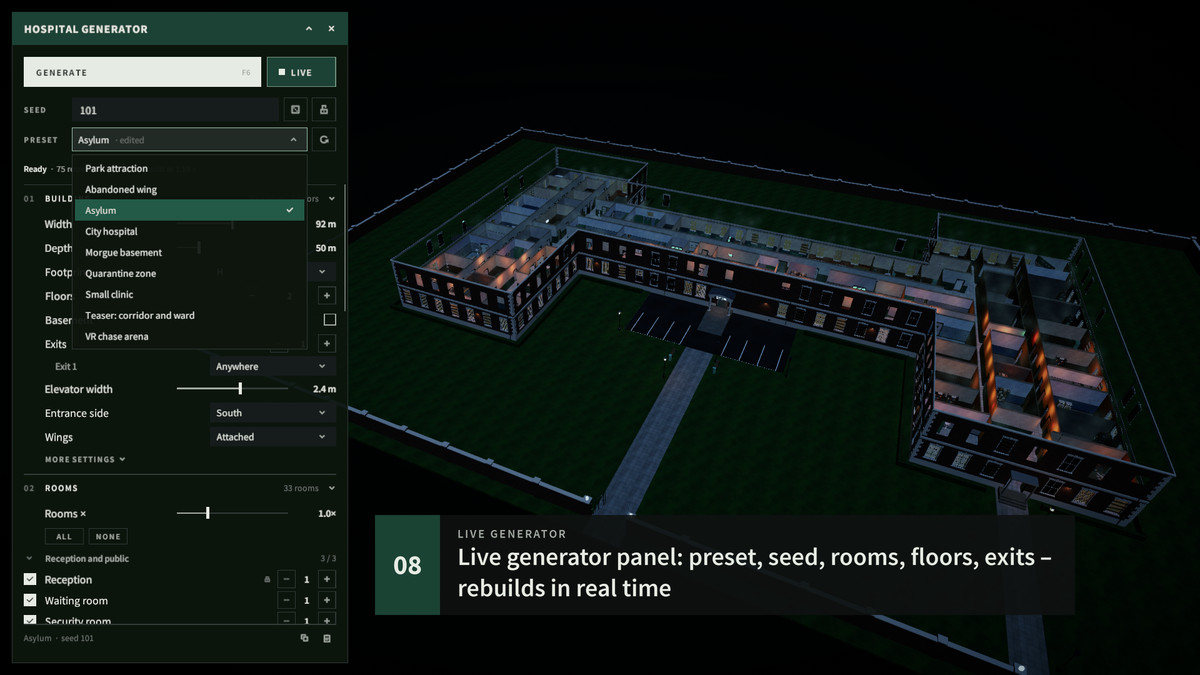 Real Horror Hospital - Procedural Hospital & Asylum Horror Level Generator