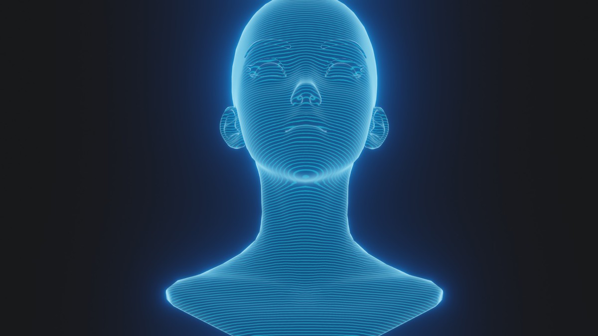 Anime Human Hologram Heads 3D Model Rigged with Facial Expressions