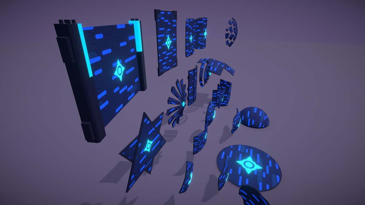 Cyber Neon Defense Shields 3D