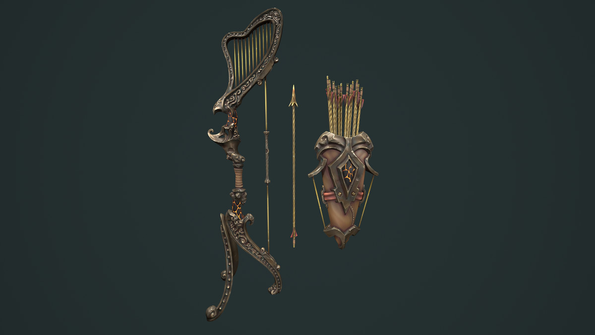 Harp bow quiver arrow