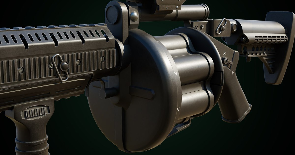 6 Grenade Launcher Black URP HDRP Textures