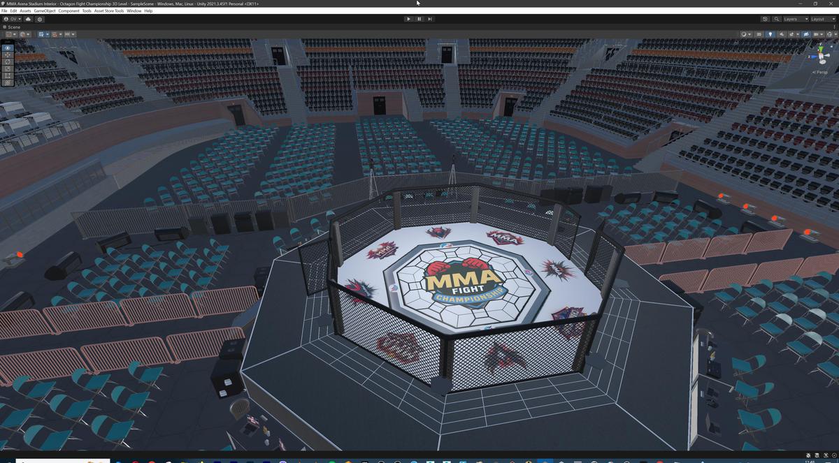 MMA Arena Stadium Interior - Octagon Fight Championship Nodular 3D Level