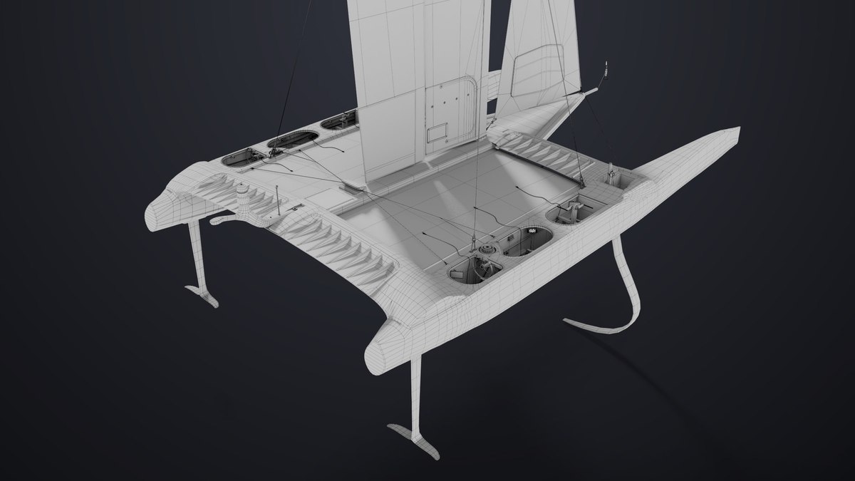 Yacht Hydrofoil Sailing Boat 02 Black URP HDRP Textures