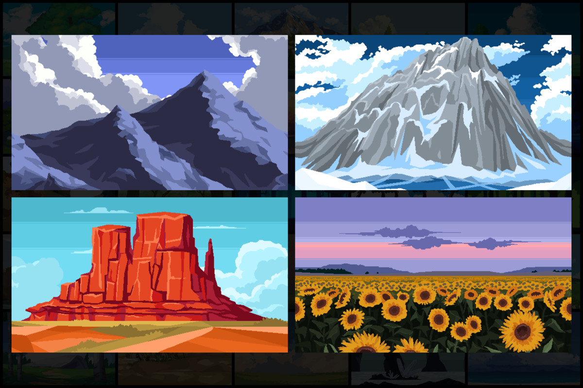 56 Nature Backgrounds Pixel Art