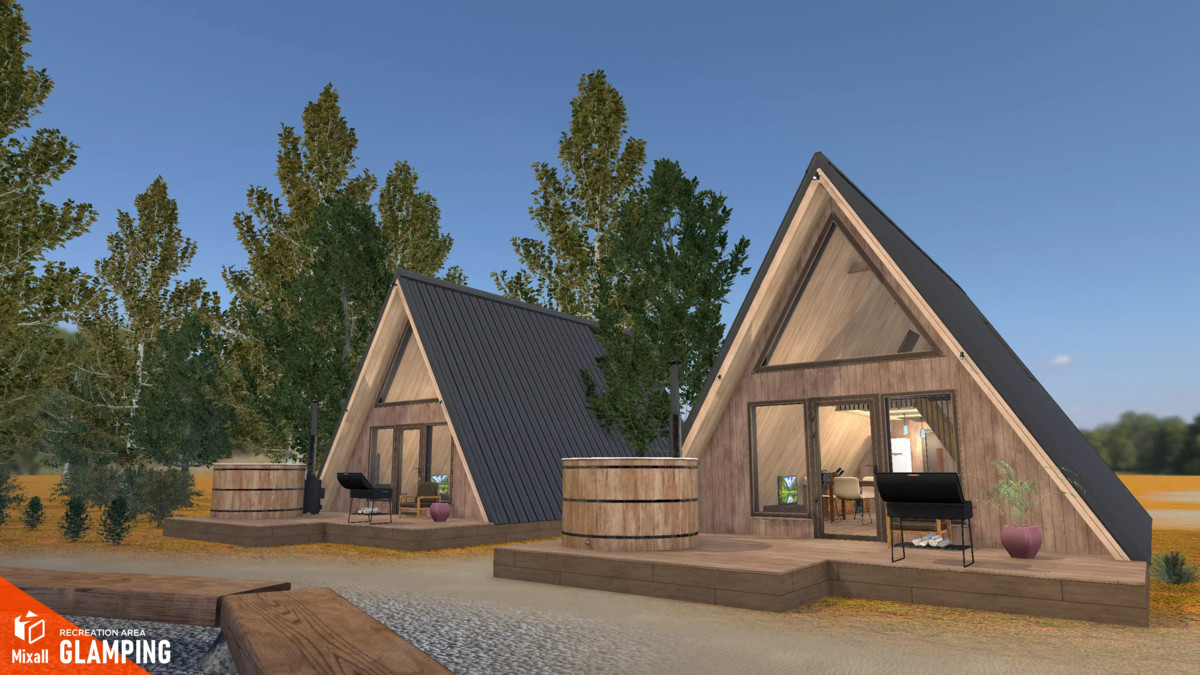 Rural buildings - glamping, greenhouse, sawmill and others