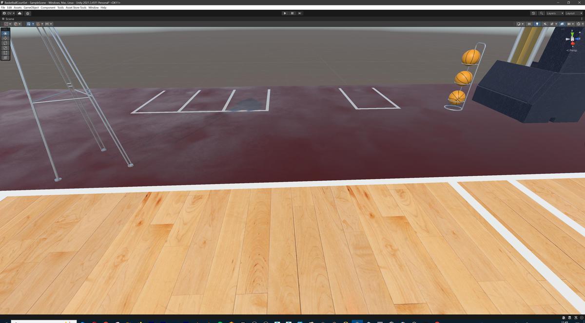 Basketball Court Set with Backboard, Hoop, Parquet, Balls, Digital Timer, Screen