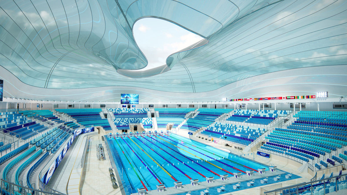 Olympic Aquatic Center Swimming Pool Modular Environment 3D