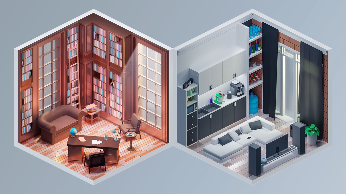 Interior 2 - Low Poly 3D Models Pack