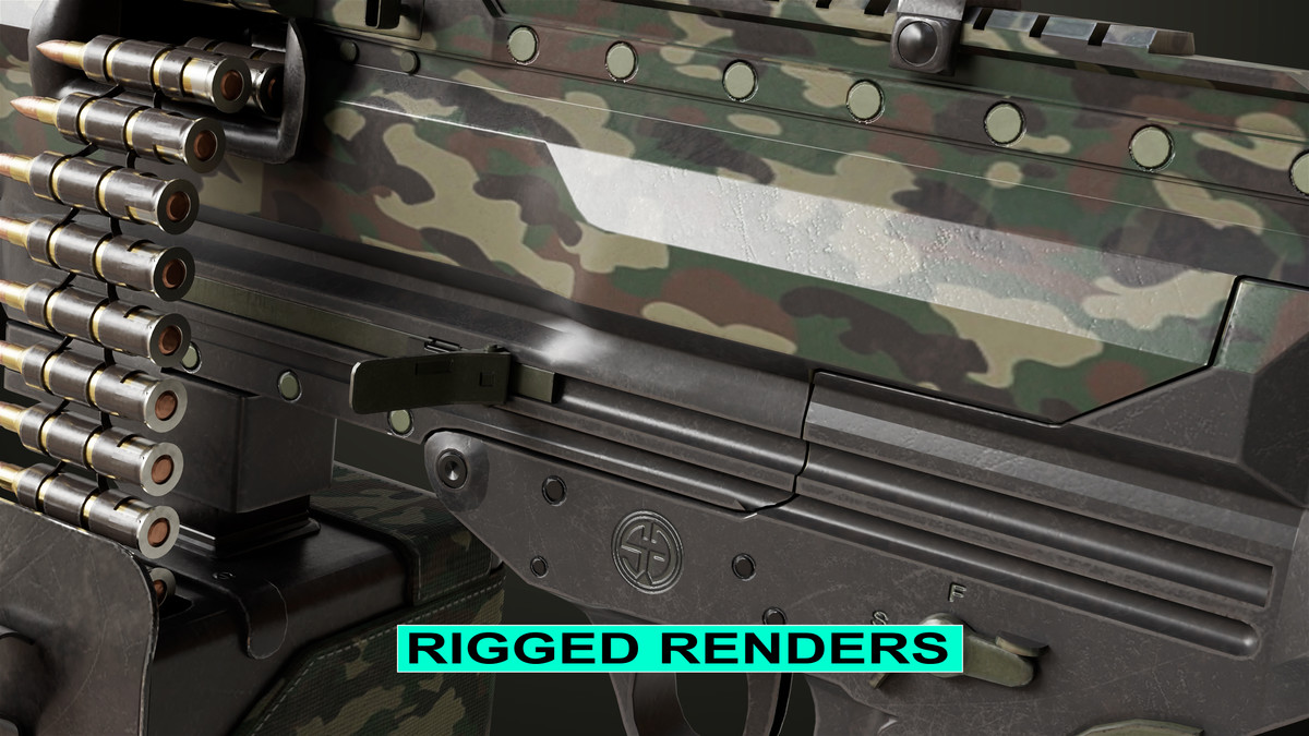 Machine Gun 14 Military Green URP HDRP Textures