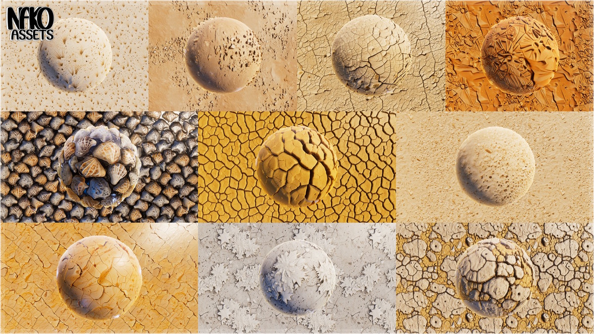 x110 4K Desert Materials PBR Textures for Ground, Sand, Rocks & Terrain