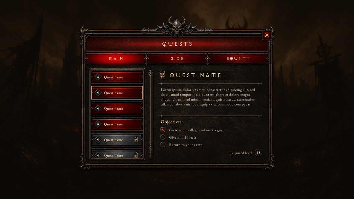 Demonic UI - Fantasy RPG UI Kit
