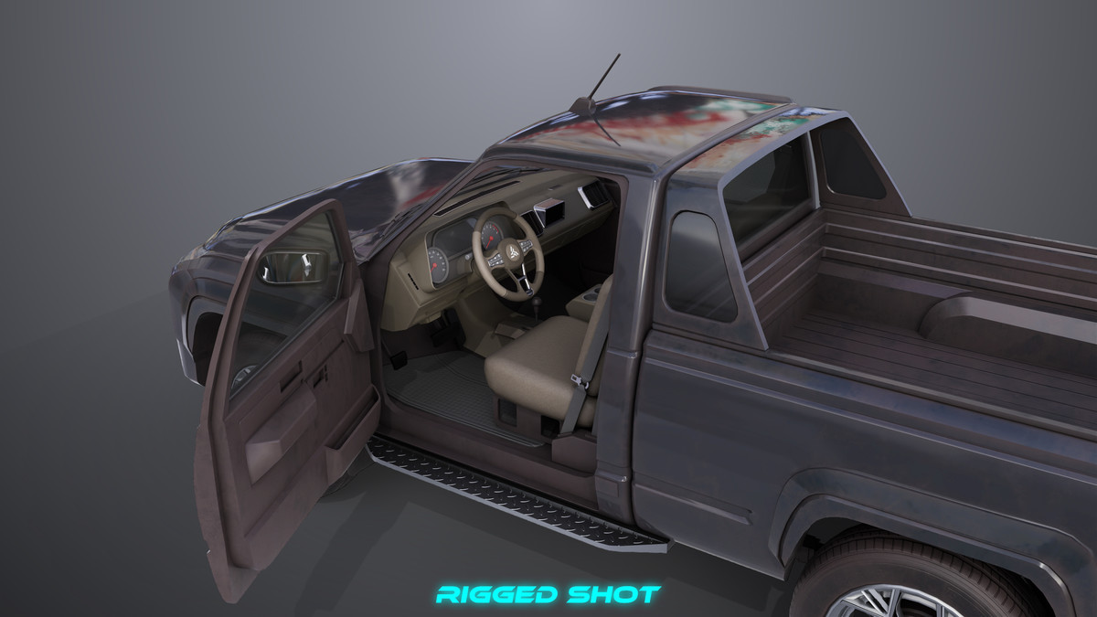 Pickup Truck01 Black and White URP HDRP Textures